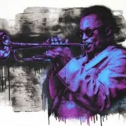 Mr. Brainwash Miles Davis - Mr Brainwash Poster Print MBW Purple And Blue Street Art