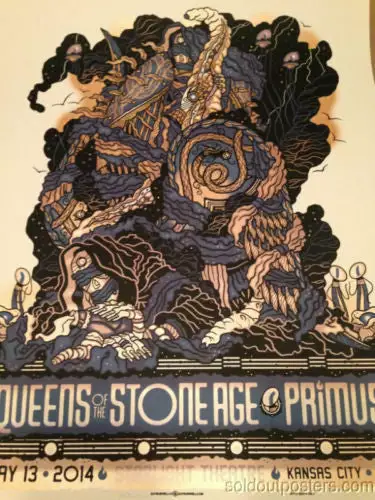 Queens Of The Stone Age - 2014 Guy Burwell Poster Print Primus Kansas City MO 3 Queens Of The Stone Age - 2014 Guy Burwell Poster Print Primus Kansas City MO