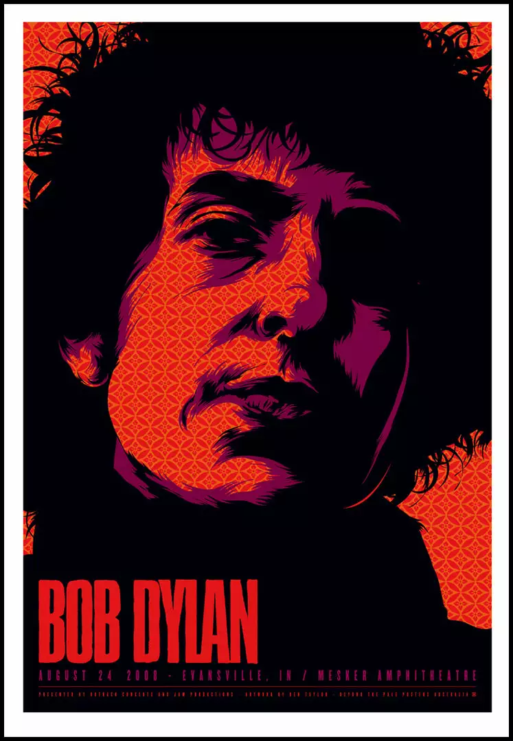 Gig Posters Bob Dylan - 2008 Ken Taylor Poster Evansville, IN Mesker Signed 3 Gig Posters Bob Dylan - 2008 Ken Taylor Poster Evansville, IN Mesker Signed