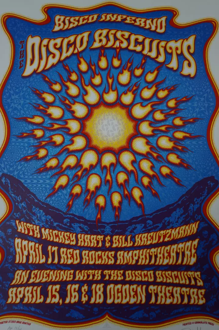 Bisco Inferno - 2015 Dave Hunter Poster Disco Biscuits Denver, CO Red Rocks Colorado 4 Bisco Inferno - 2015 Dave Hunter Poster Disco Biscuits Denver, CO Red Rocks Colorado