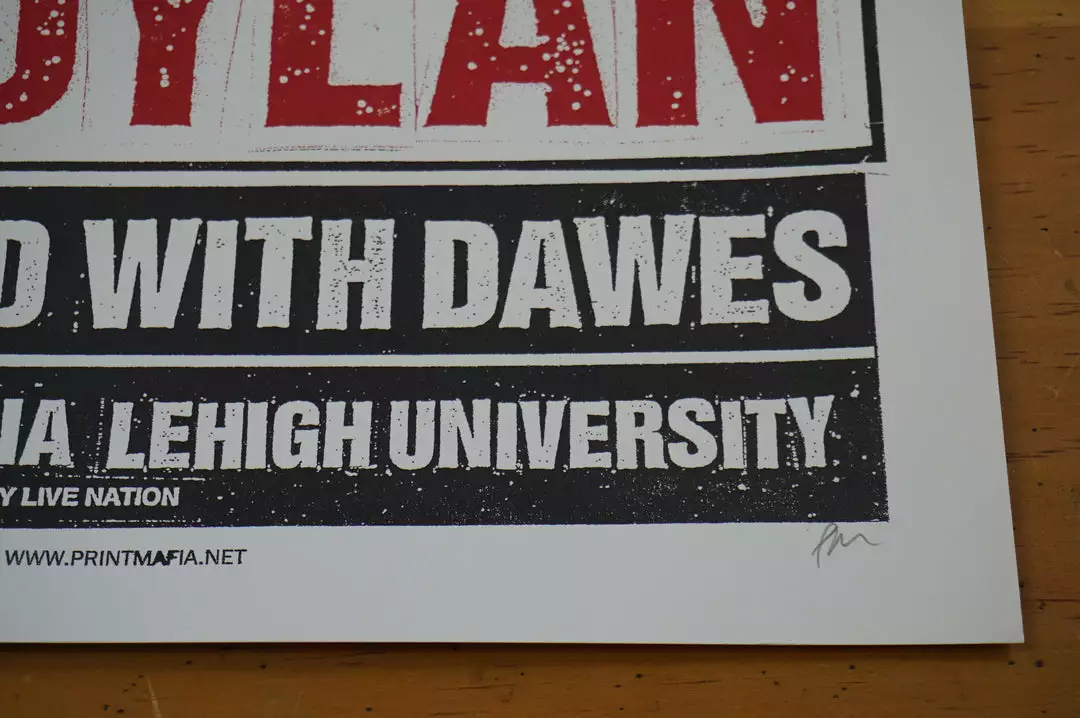 Bob Dylan - 2013 Print Mafia Poster Bethleham, PA Stabler Arena 8 Bob Dylan - 2013 Print Mafia Poster Bethleham, PA Stabler Arena