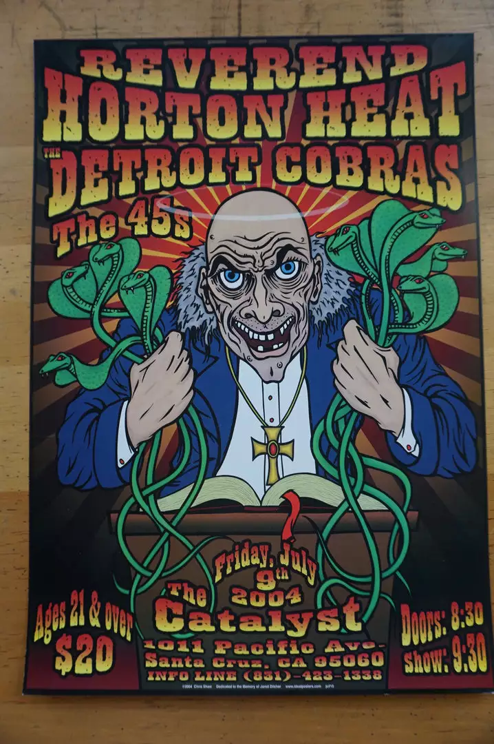 Reverend Horton Heat - Chris Shaw 2004 Poster Santa Cruz, CA Catalyst Gig Posters 4 Reverend Horton Heat - Chris Shaw 2004 Poster Santa Cruz, CA Catalyst Gig Posters