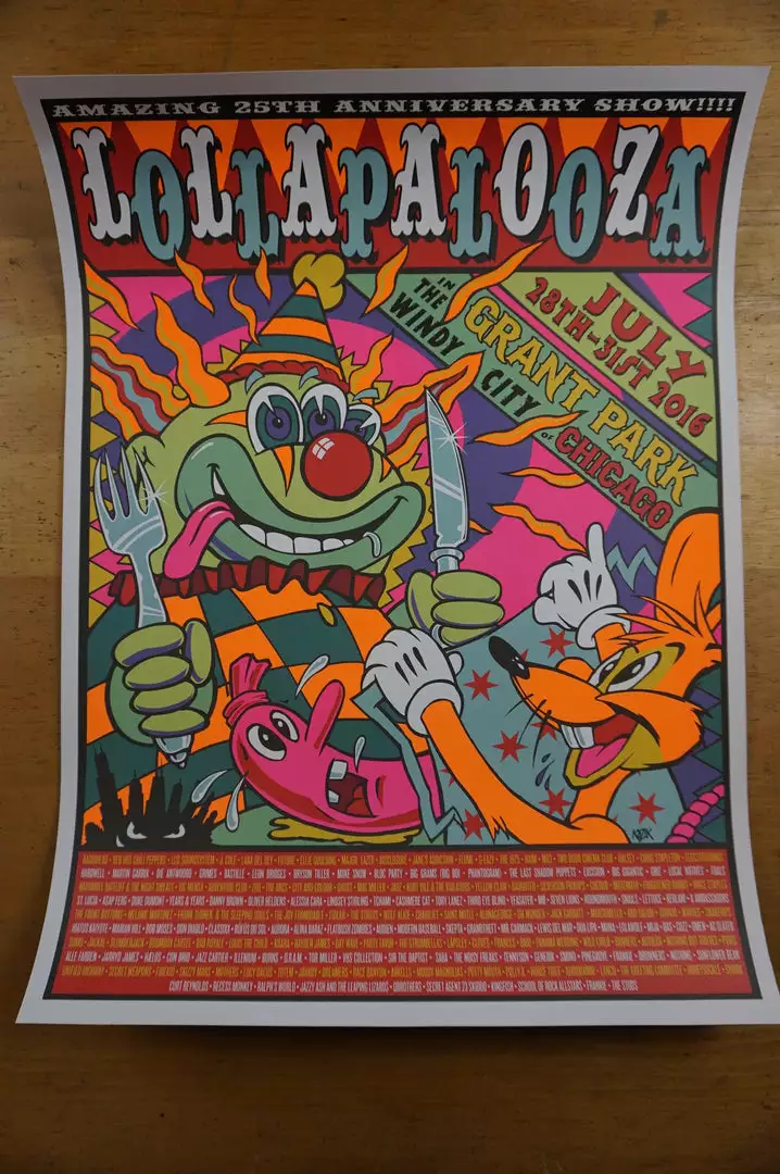 Lollapalooza - 2016 Frank Kozik Poster Chicago, IL Grant Park 5 Lollapalooza - 2016 Frank Kozik Poster Chicago, IL Grant Park