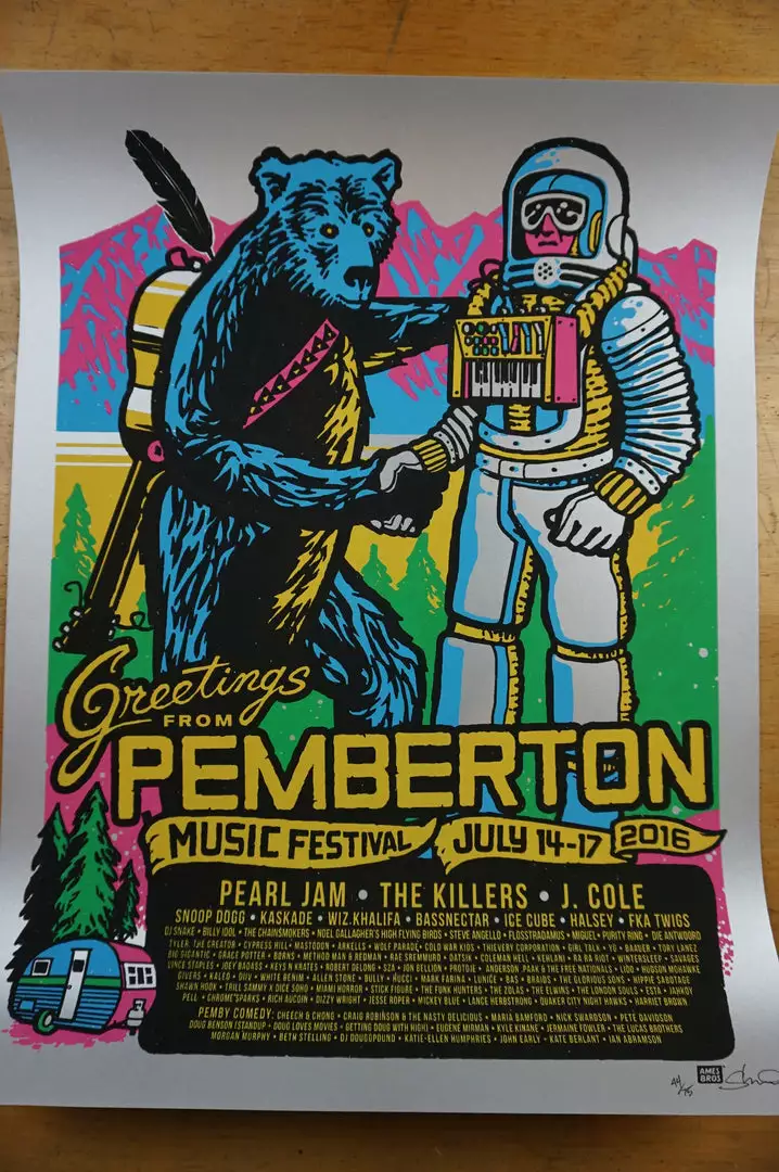 Gig Posters Pemberton Festival - 2016 Ames Brothers Poster VARIANT Pearl Jam 4 Gig Posters Pemberton Festival - 2016 Ames Brothers Poster VARIANT Pearl Jam