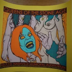 Queens Of The Stone Age - 2013 Jermaine Rogers Poster S/N Nashville YELLOW