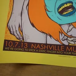 Queens Of The Stone Age - 2013 Jermaine Rogers Poster S/N Nashville YELLOW