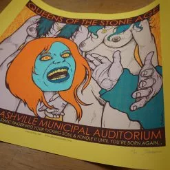 Queens Of The Stone Age - 2013 Jermaine Rogers Poster S/N Nashville YELLOW