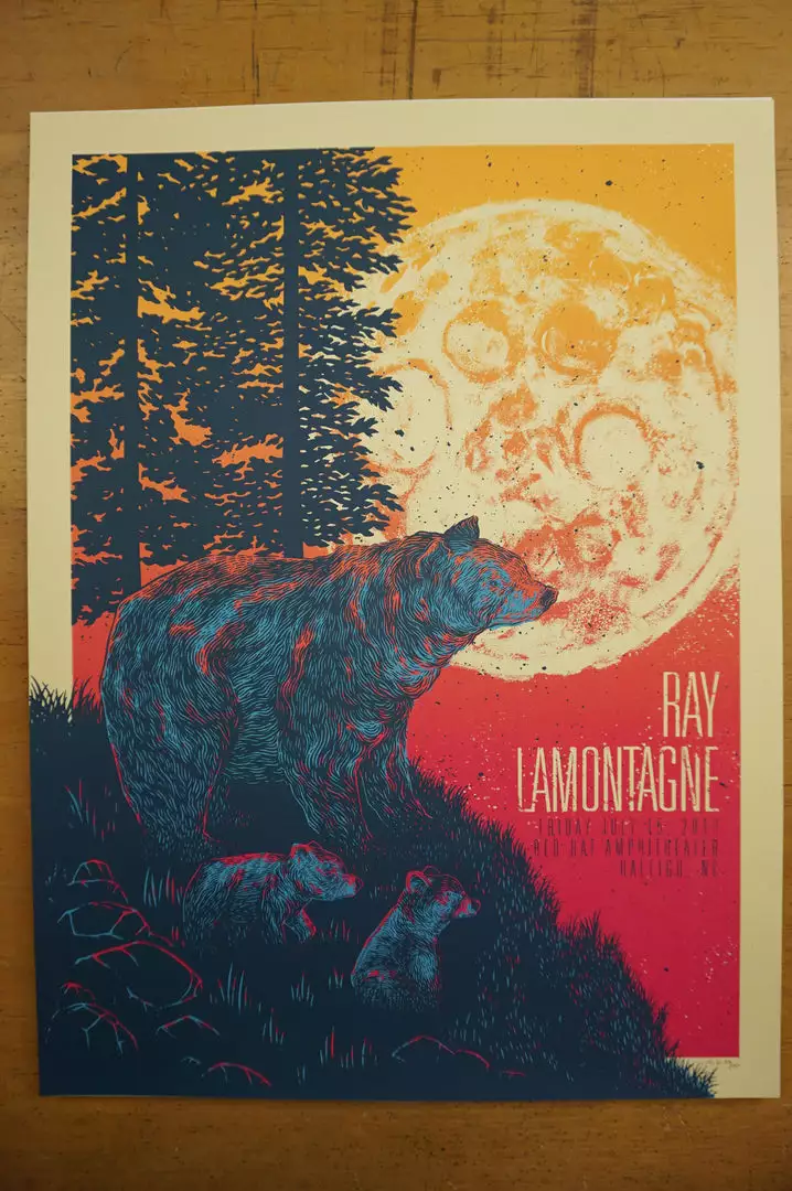 Ray LaMontagne - 2016 John Vogl Poster The Bungaloo Raleigh Red Hat Gig Posters 4 Ray LaMontagne - 2016 John Vogl Poster The Bungaloo Raleigh Red Hat Gig Posters