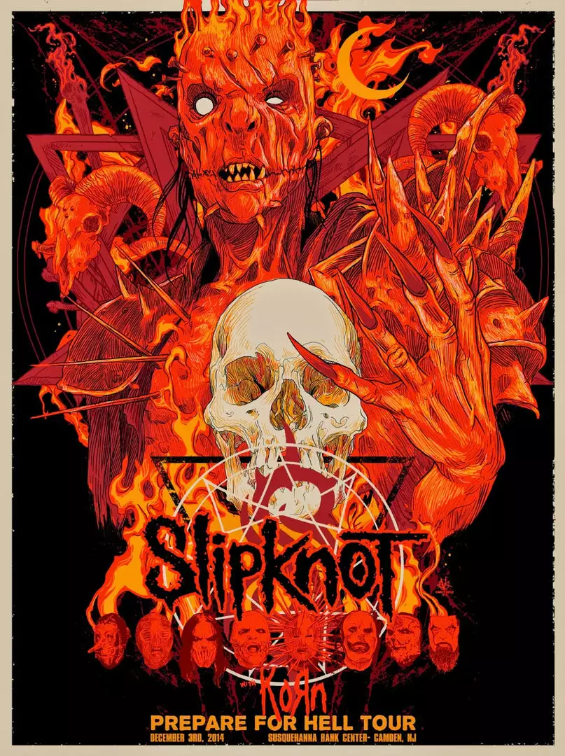 Slipknot Korn - 2014 Vance Kelly Poster Camden, NJ 3 Slipknot Korn - 2014 Vance Kelly Poster Camden, NJ