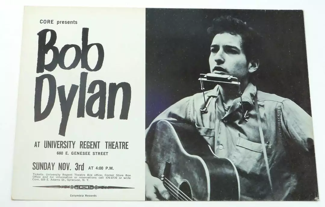Sold Out Posters Bob Dylan - 1963 University Regent Theatre Poster Syracuse New York CORE 1st 4 Sold Out Posters Bob Dylan - 1963 University Regent Theatre Poster Syracuse New York CORE 1st