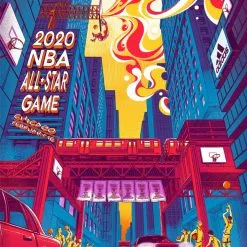 Chicago, IL NBA All Star Game - 2020 James Flames Poster Chicago Bulls