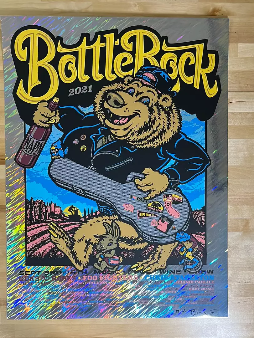 Foil Posters BottleRock Festival - 2021 Ames Brothers Poster Napa, CA FOIL 4 Foil Posters BottleRock Festival - 2021 Ames Brothers Poster Napa, CA FOIL