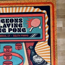 Pigeons Playing Ping Pong - 2020 Status Serigraph Poster Morris, CT Gig Posters