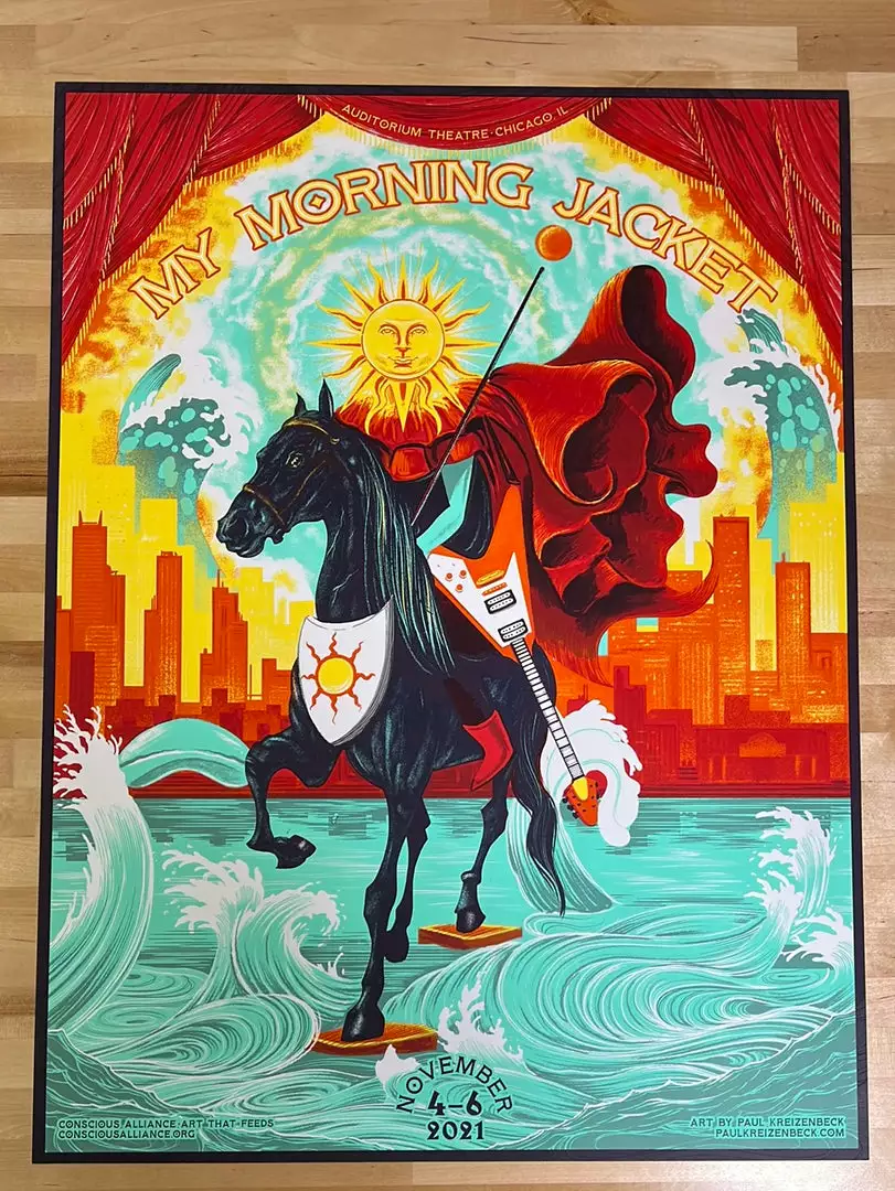 My Morning Jacket - 2021 Paul Kreizenbeck Poster Chicago, IL 4 My Morning Jacket - 2021 Paul Kreizenbeck Poster Chicago, IL