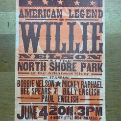 Willie Nelson - 2011 Hatch Show Print 6/4 Poster North Little Rock, Arkansas Gig Posters