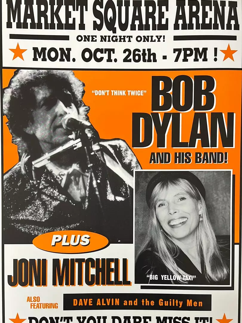 Gig Posters Bob Dylan - 1998 Geoff Gans Poster Indianapolis, IN Joni Mitchell 3 Gig Posters Bob Dylan - 1998 Geoff Gans Poster Indianapolis, IN Joni Mitchell