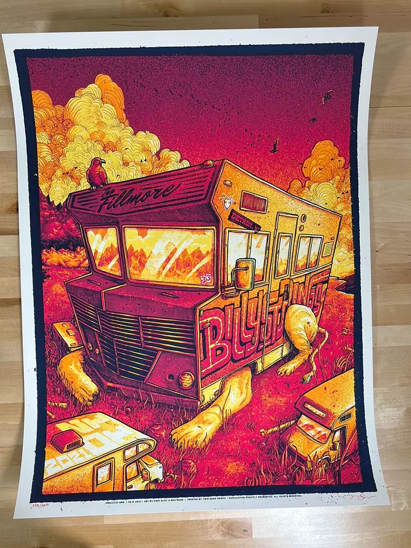 Gig Posters Billy Strings - 2021 Dave Kloc Poster Detroit, MI 11/20 The Fillmore 1st 4 Gig Posters Billy Strings - 2021 Dave Kloc Poster Detroit, MI 11/20 The Fillmore 1st