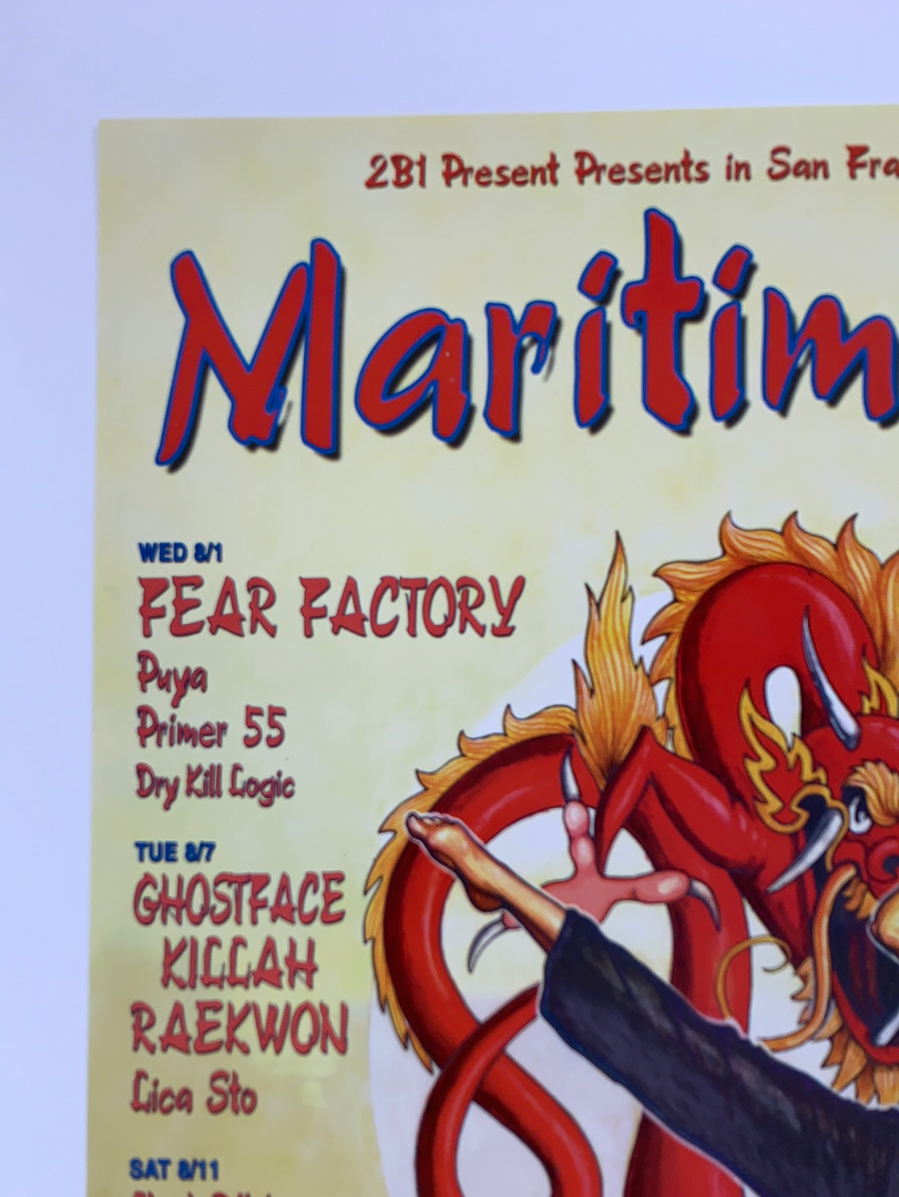 Sold Out Posters Gig Posters MHP 127 Maritime Hall - 2001 Poster August Ghostface Killah San Fran 1st 5 Sold Out Posters Gig Posters MHP 127 Maritime Hall - 2001 Poster August Ghostface Killah San Fran 1st