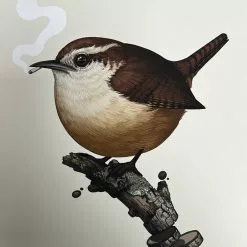 Fat Bird - 2019 Mike Mitchell Poster Carolina Wren Variant