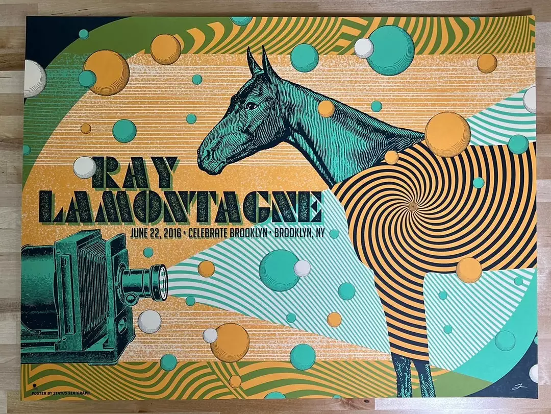 Gig Posters Ray LaMontagne - 2016 Status Serigraph Poster Brooklyn, NY 4 Gig Posters Ray LaMontagne - 2016 Status Serigraph Poster Brooklyn, NY