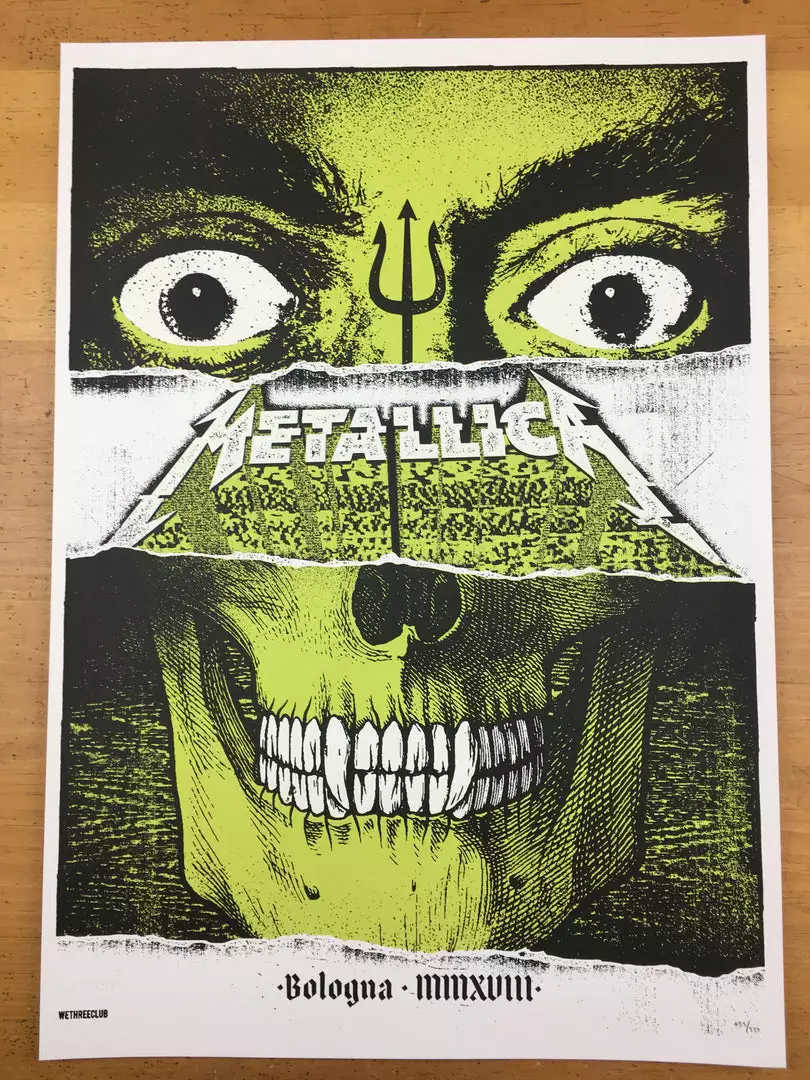 Gig Posters Metallica - 2018 We Three Club Poster Bologna, IT Unipol Arena 5 Gig Posters Metallica - 2018 We Three Club Poster Bologna, IT Unipol Arena