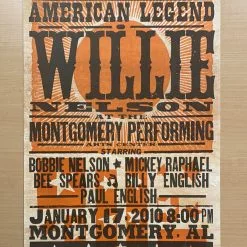 Gig Posters Willie Nelson - 2010 Hatch Show Print 1/17 Poster Montgomery, Alabama
