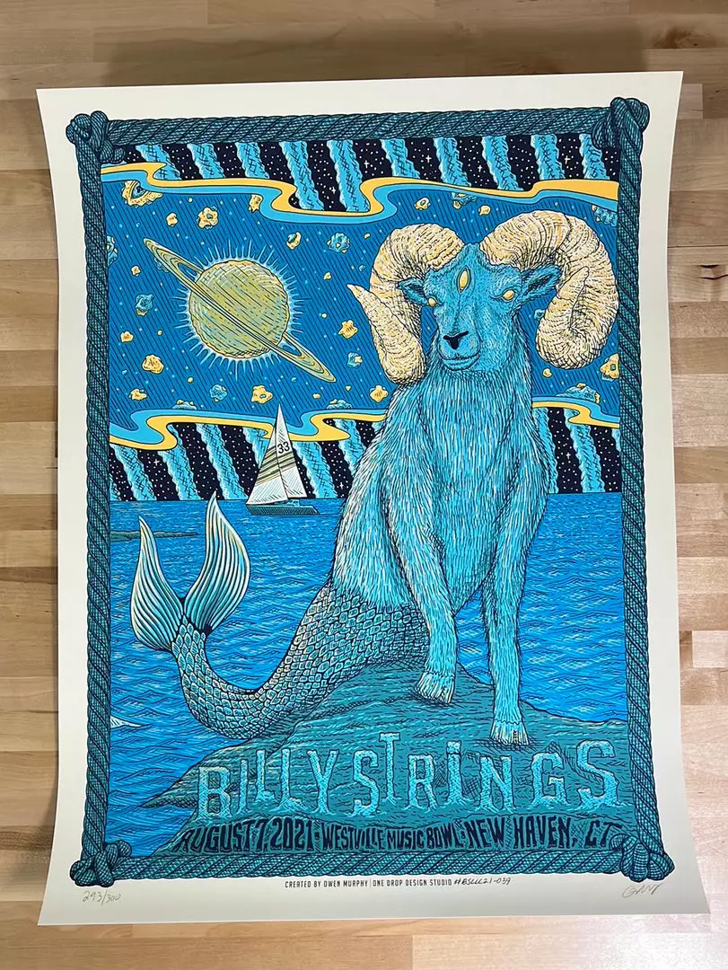 Billy Strings - 2021 Owen Murphy Poster New Haven, CT N2 1st Gig Posters 4 Billy Strings - 2021 Owen Murphy Poster New Haven, CT N2 1st Gig Posters