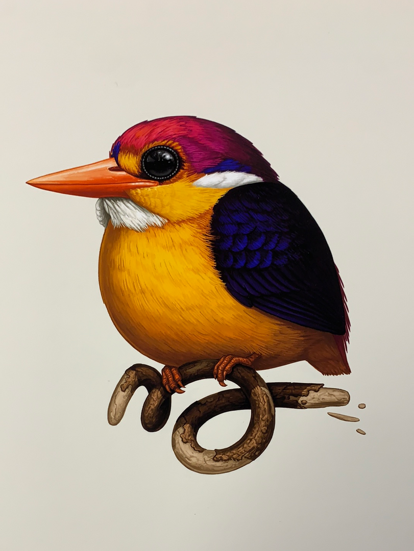 Fat Bird - 2020 Mike Mitchell Poster Rufous-Backed Dwarf Kingfisher 1st Art Prints 3 Fat Bird - 2020 Mike Mitchell Poster Rufous-Backed Dwarf Kingfisher 1st Art Prints