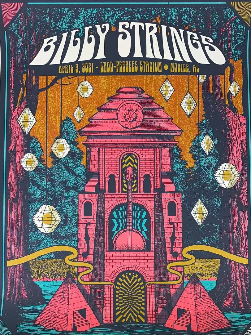 Billy Strings - 2021 Status Serigraph Poster Mobile, AL 4/9 3 Billy Strings - 2021 Status Serigraph Poster Mobile, AL 4/9