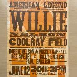 Sold Out Posters Store 22 Willie Nelson - 2011 Hatch Show Print 6/12 Poster Lawrenceville, Georgia