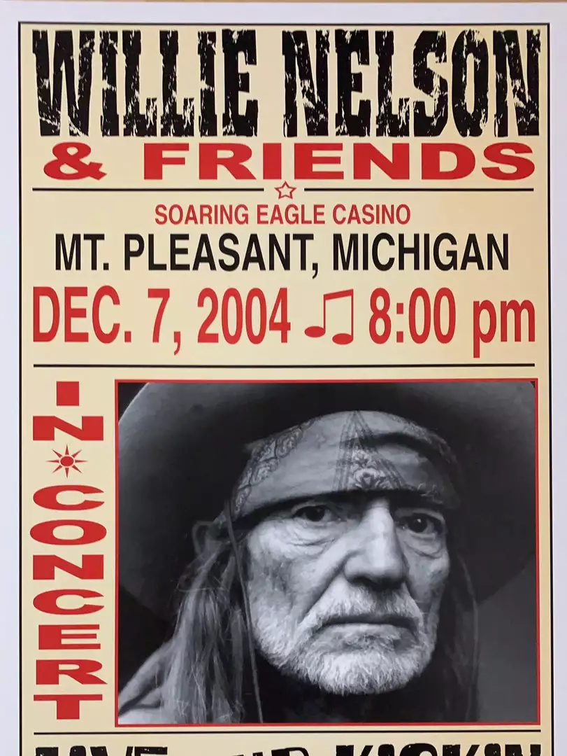 Willie Nelson - 2004 Franks Brothers 12/7 Poster Mt. Pleasant, MI 3 Willie Nelson - 2004 Franks Brothers 12/7 Poster Mt. Pleasant, MI