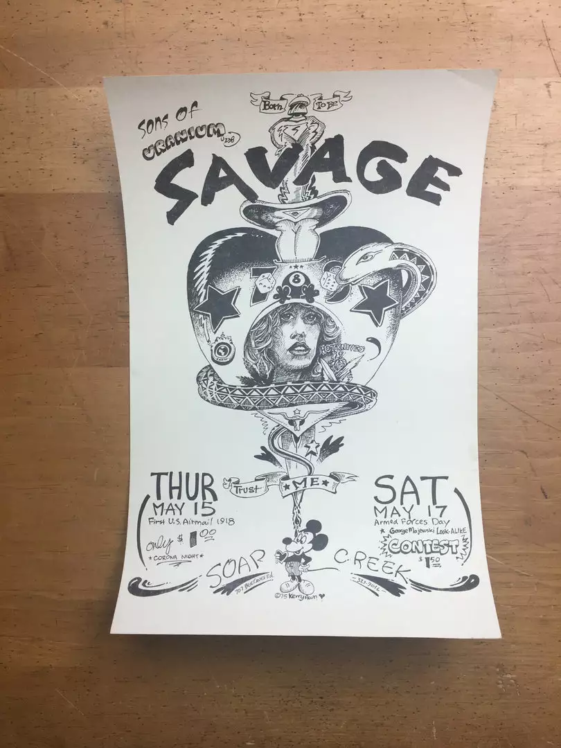 Uranium Savage - 1975 Kerry Awn Poster Austin, TX Soap Creek Saloon Gig Posters 5 Uranium Savage - 1975 Kerry Awn Poster Austin, TX Soap Creek Saloon Gig Posters