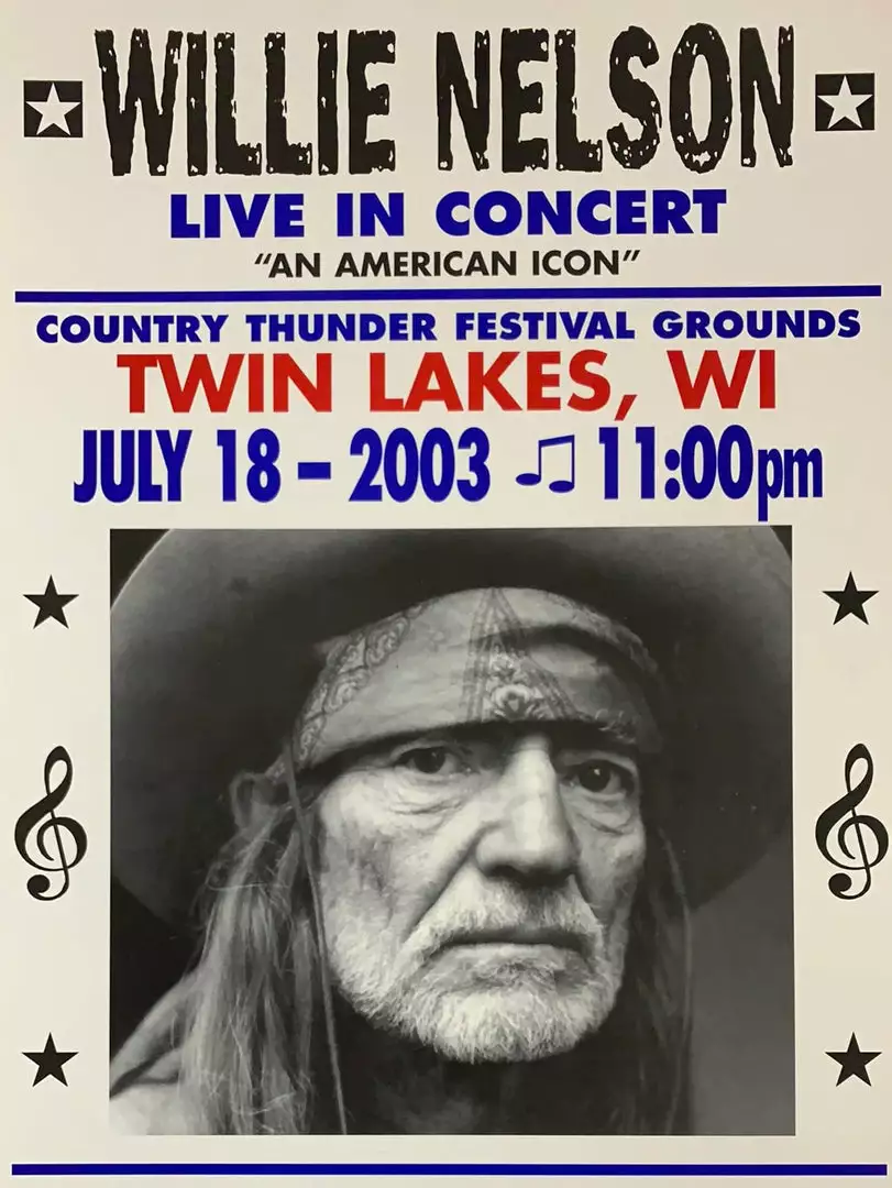 Willie Nelson - 2003 Franks Brothers 7/18 Poster Twin Lakes, WI Gig Posters 3 Willie Nelson - 2003 Franks Brothers 7/18 Poster Twin Lakes, WI Gig Posters