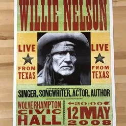 Willie Nelson - 2008 Hatch Show Print 5/12 Poster Wolverhampton, England Gig Posters