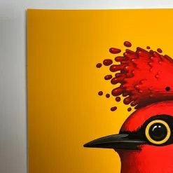 Fat Bird - 2020 Mike Mitchell Poster Yellow Fronted Woodpecker Yellow Variant