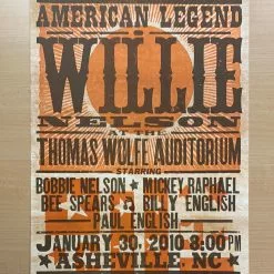 Willie Nelson - 2010 Hatch Show Print 1/30 Poster Asheville, North Carolina Gig Posters 5 Willie Nelson - 2010 Hatch Show Print 1/30 Poster Asheville, North Carolina Gig Posters
