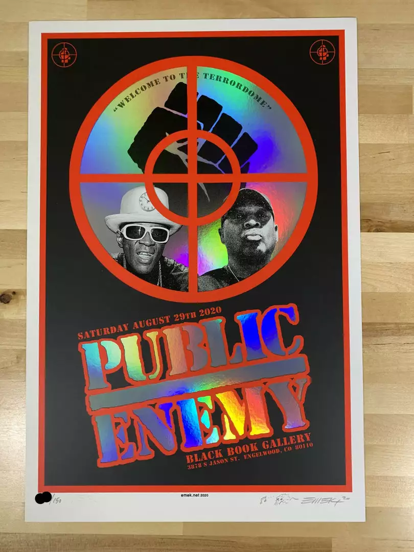 Public Enemy - 2020 Emek Poster Foil With Date The Terrordome, CO Colorado 4 Public Enemy - 2020 Emek Poster Foil With Date The Terrordome, CO Colorado