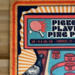 Pigeons Playing Ping Pong - 2020 Status Serigraph Poster Morris, CT Gig Posters