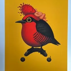 Fat Bird - 2020 Mike Mitchell Poster Yellow Fronted Woodpecker Yellow Variant