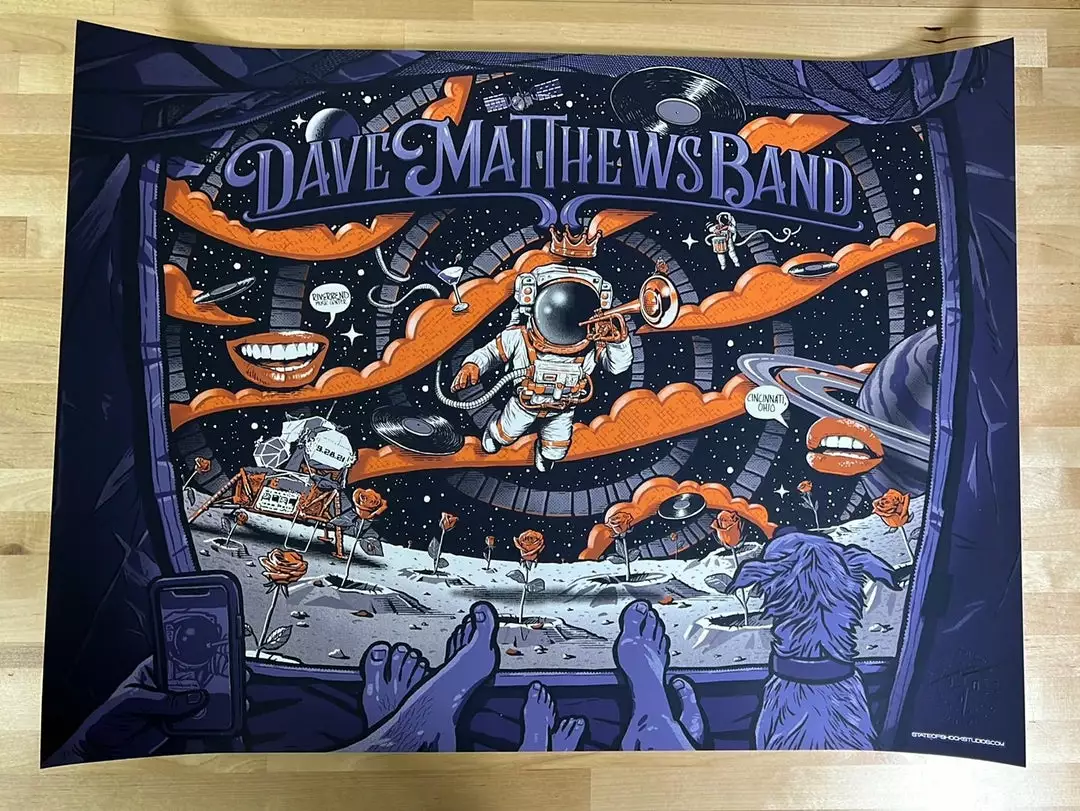 Gig Posters Dave Matthews Band - 2021 Darin Shock Poster Cincinnati, OH 4 Gig Posters Dave Matthews Band - 2021 Darin Shock Poster Cincinnati, OH