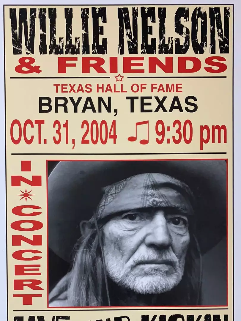 Willie Nelson - 2004 Franks Brothers 10/31 Poster Bryan, TX 3 Willie Nelson - 2004 Franks Brothers 10/31 Poster Bryan, TX