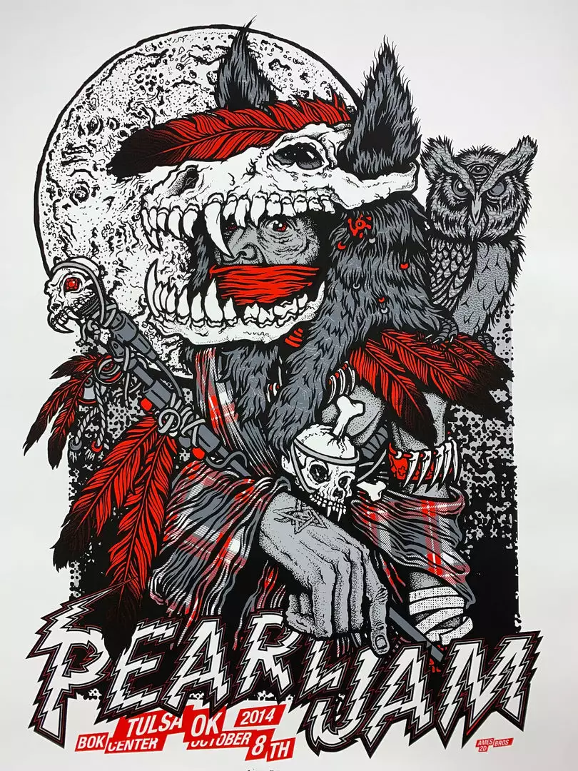 Ames Brothers Pearl Jam - 2014 Ames Design Poster Tulsa, OK BOK Center S/N 3 Ames Brothers Pearl Jam - 2014 Ames Design Poster Tulsa, OK BOK Center S/N