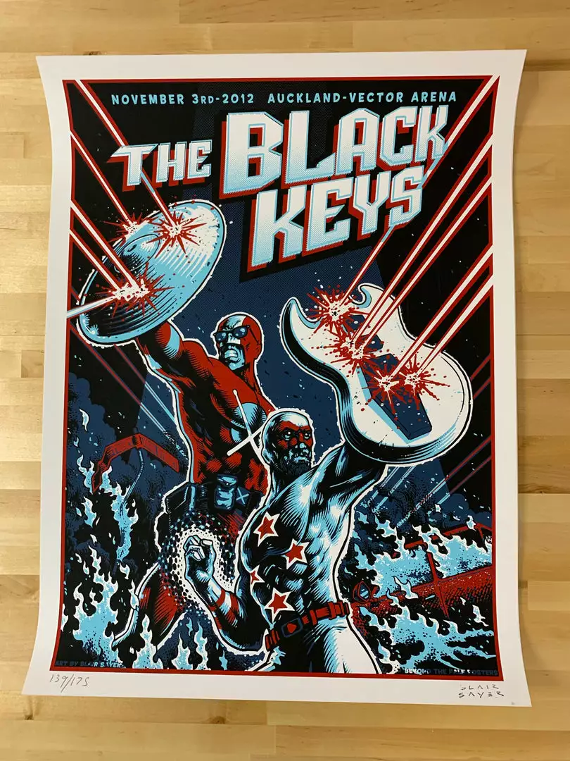Black Keys - 2012 Blair Sayer Poster Auckland, AUS S/N Gig Posters 4 Black Keys - 2012 Blair Sayer Poster Auckland, AUS S/N Gig Posters