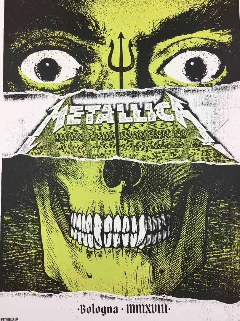 Gig Posters Metallica - 2018 We Three Club Poster Bologna, IT Unipol Arena 3 Gig Posters Metallica - 2018 We Three Club Poster Bologna, IT Unipol Arena