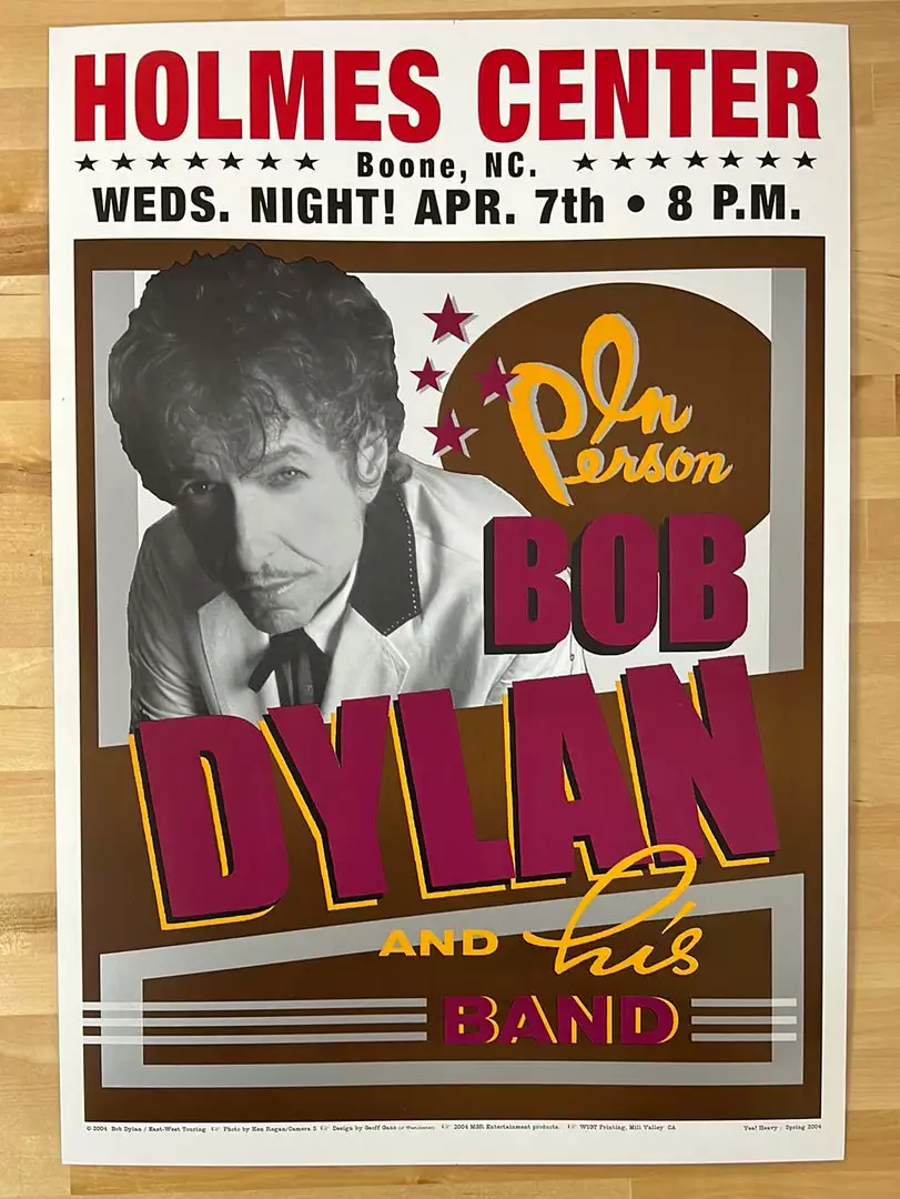Gig Posters Bob Dylan - 2004 Geoff Gans Poster Boone, NC 4 Gig Posters Bob Dylan - 2004 Geoff Gans Poster Boone, NC