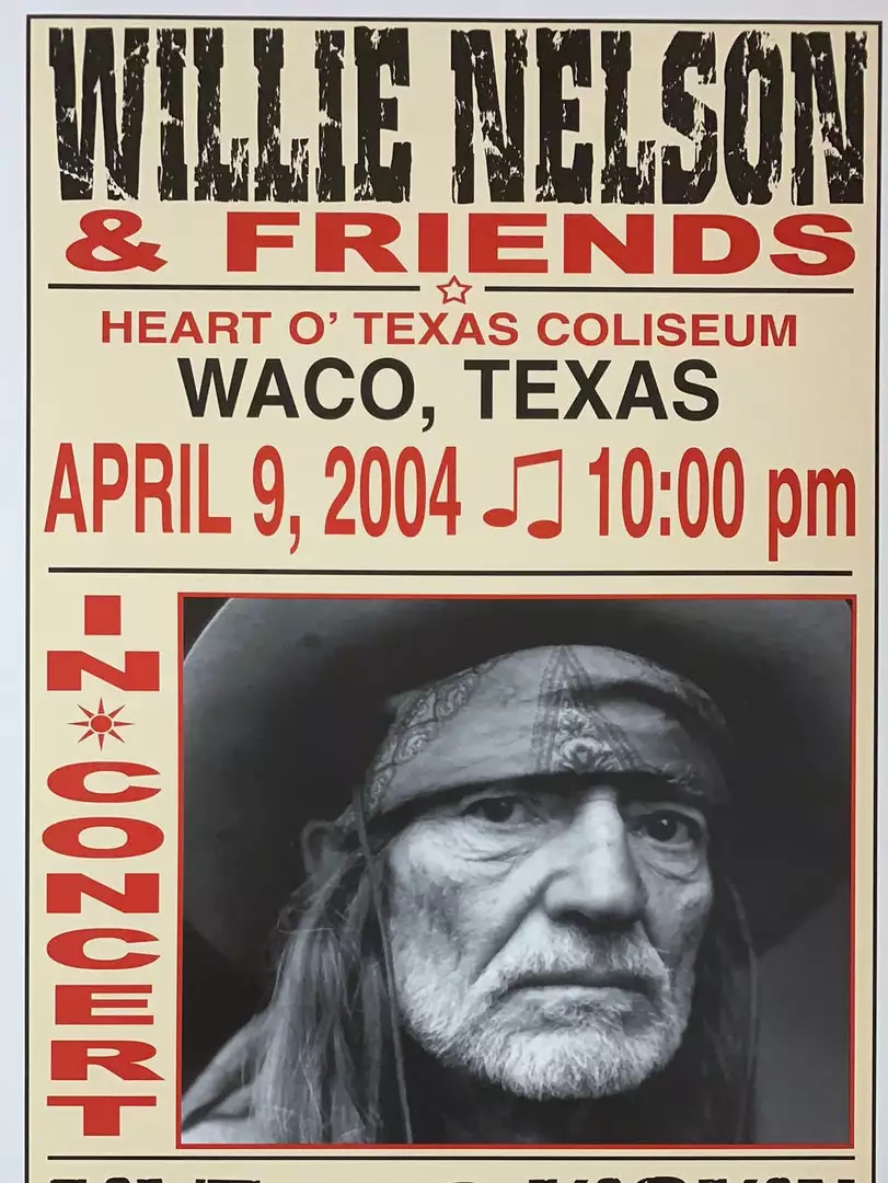 Gig Posters Willie Nelson - 2004 Franks Brothers 4/9 Poster Waco, TX 3 Gig Posters Willie Nelson - 2004 Franks Brothers 4/9 Poster Waco, TX