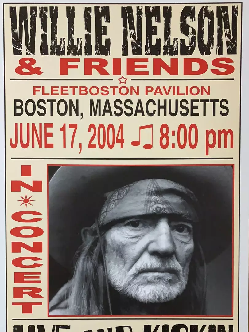 Willie Nelson - 2004 Franks Brothers 6/17 Poster Boston, MA Gig Posters 3 Willie Nelson - 2004 Franks Brothers 6/17 Poster Boston, MA Gig Posters