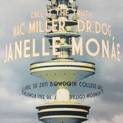 Janelle Monae - 2011 Dan MacAdam Crosshair Poster Brunswick, ME Bowdoin College