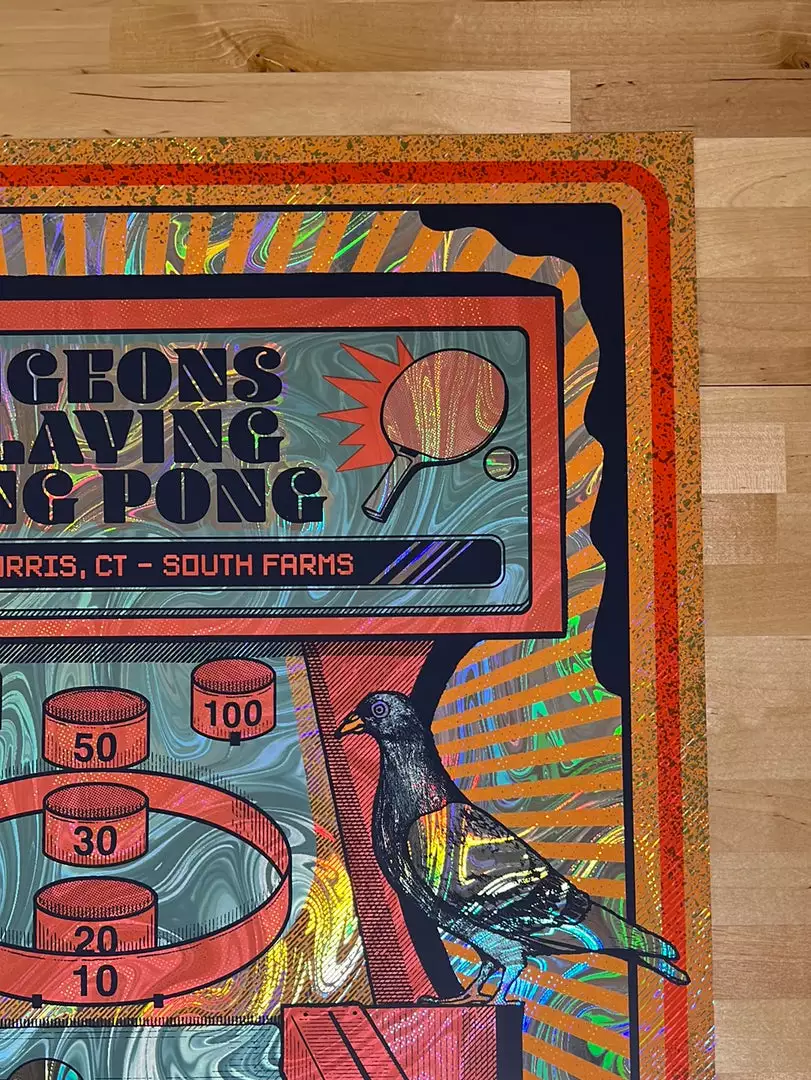 Foil Posters Pigeons Playing Ping Pong - 2020 Status Serigraph FOIL Poster Morris, CT 6 Foil Posters Pigeons Playing Ping Pong - 2020 Status Serigraph FOIL Poster Morris, CT