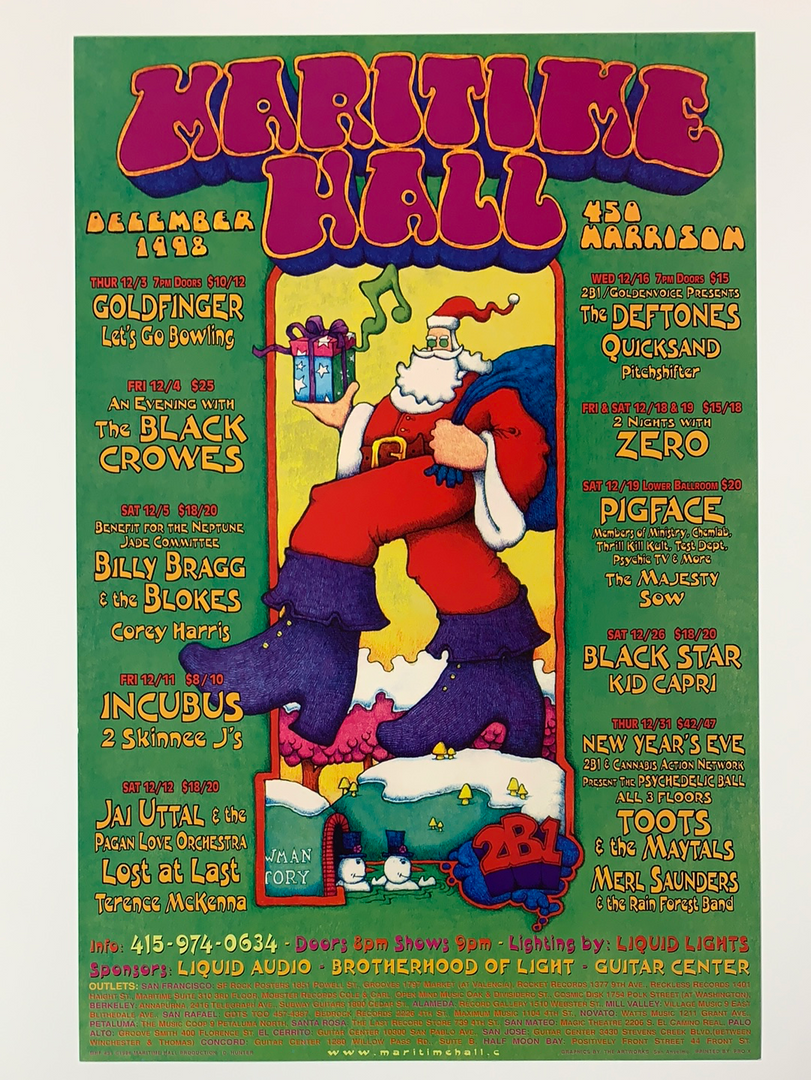 Dave Huckins MHP 54 December Santa Clause - 1998 Poster Maritime Hall San Fran 1st 4 Dave Huckins MHP 54 December Santa Clause - 1998 Poster Maritime Hall San Fran 1st
